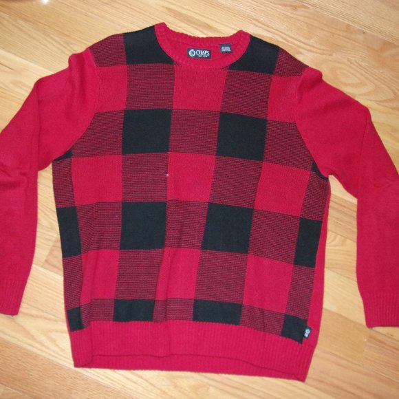 CHAPS RED SWEATER MENS SIZE LARGE GREAT CONDITION - Picture 2 of 4